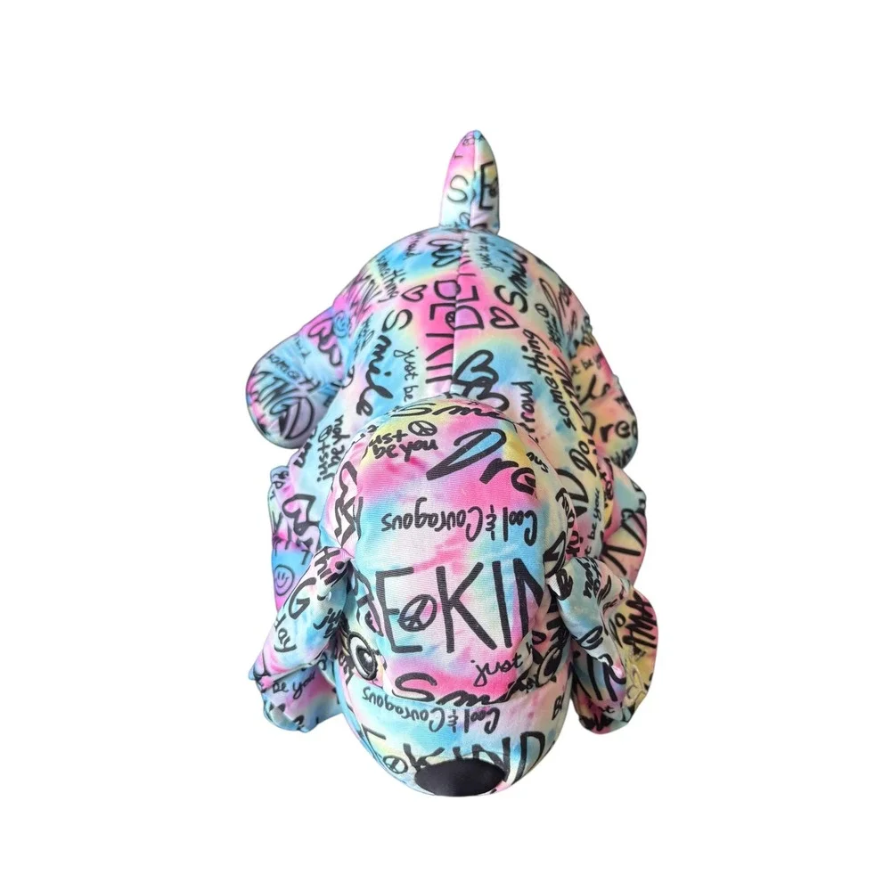Justice Be Kind Tie Dye Plush Dog‎ Stuffed Animal Positive Quote Pillow
